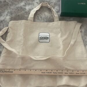 La Mer Cream Canvas Tote with Logo